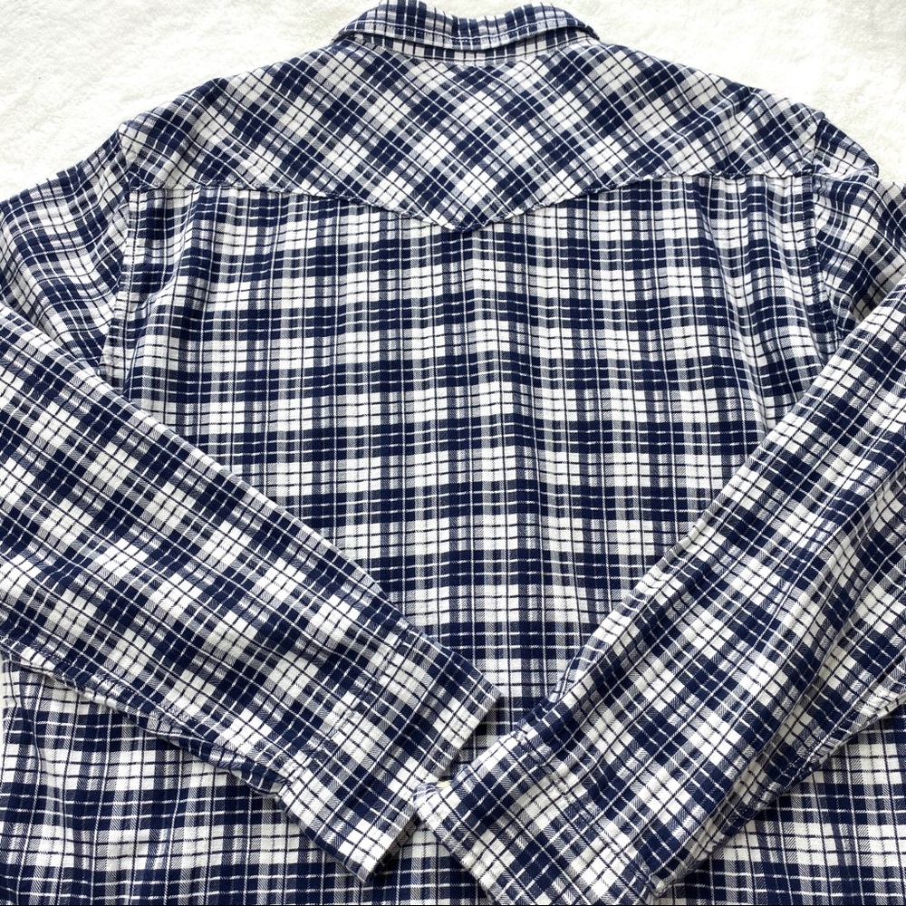 Lucky Brand Snap Button Classic Fit Plaid Long Sleeve Shirt Size L - Picture 6 of 9